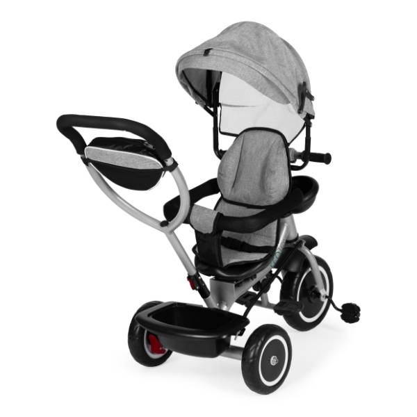 ECO TOYS tricikl 2u1 sa rotirajućim sedištem sivi