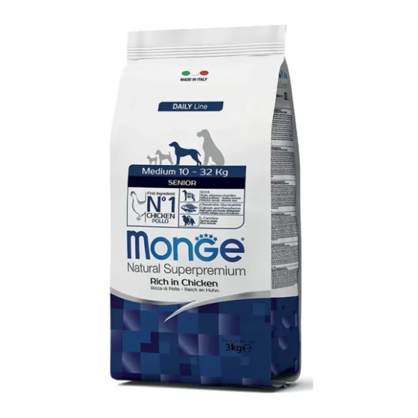 MONGE Medium senior hrana za pse piletina 3kg
