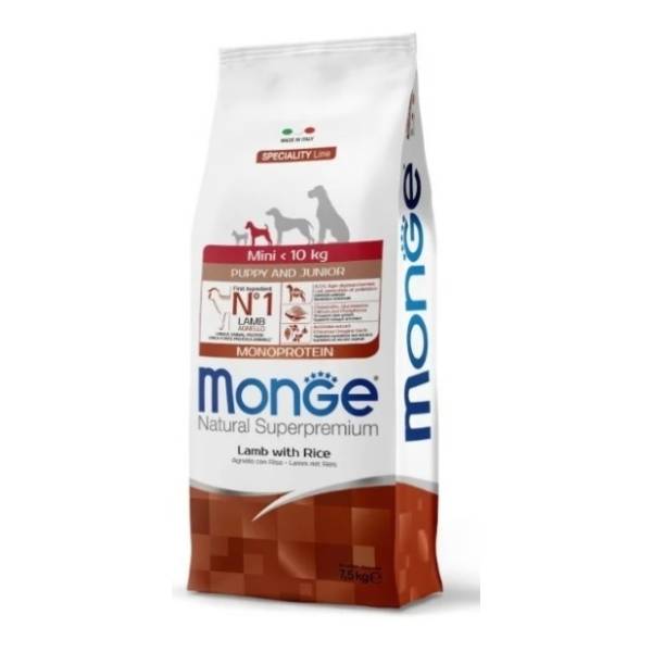 MONGE Mini puppy hrana za štence jagnjetina i pirinač 7,5kg