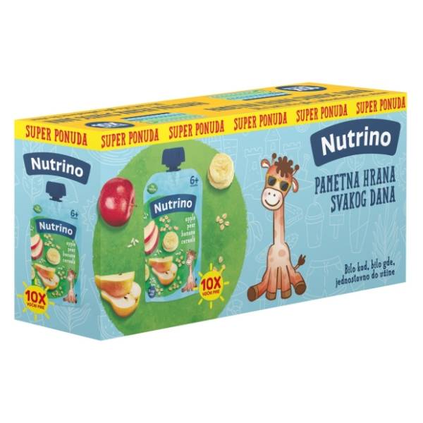 NUTRINO voćni pire jabuka kruška banana sa žitaricama 10x100g