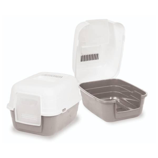 PETMAX Pratic toalet za mačke 32x48x38cm sivi