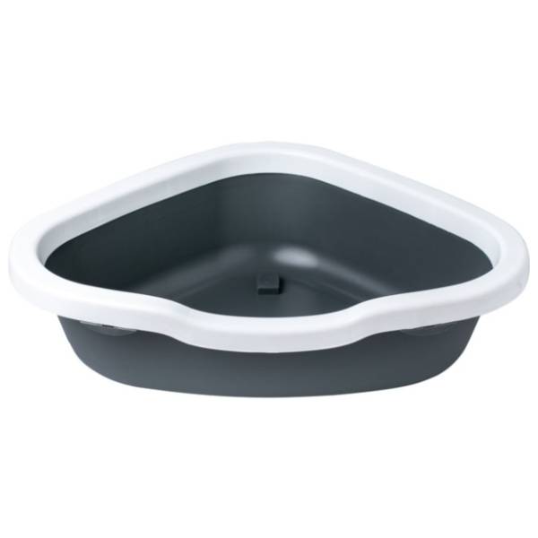 PETMAX ugaoni toalet za mačke otvoreni 55x42,5x14cm sivi