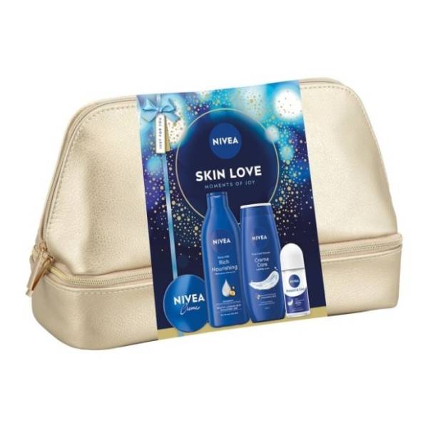 NIVEA  set Skin love (roll on, krema, gel za tuširanje i losion)