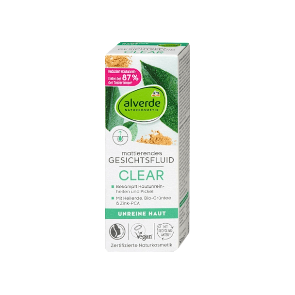 ALVERDE Clear fluid za lice glina i organski zeleni čaj 50ml