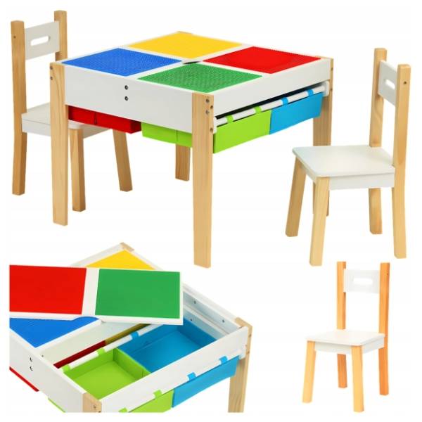 ECO TOYS dečiji set sto i dve stolice šareni