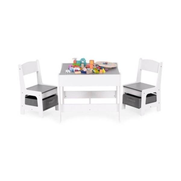 ECO TOYS dečiji sto i dve stolice sa tablom za pisanje white