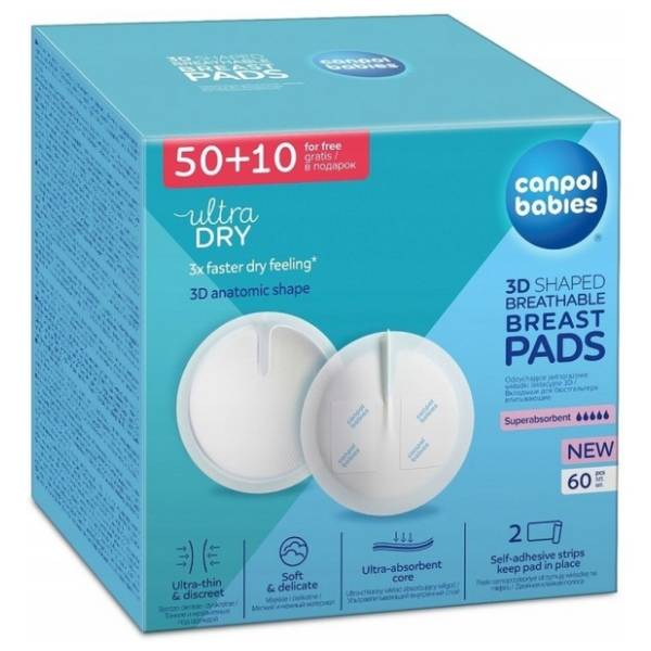 Tuferi za grudi CANPOL BABIES 3D Ultra upijajući beli 60kom