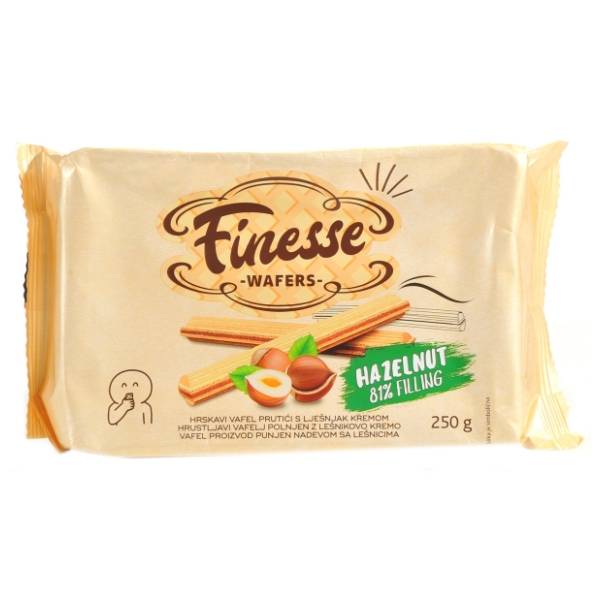 Vafl prutići FINESSE lešnik 250g