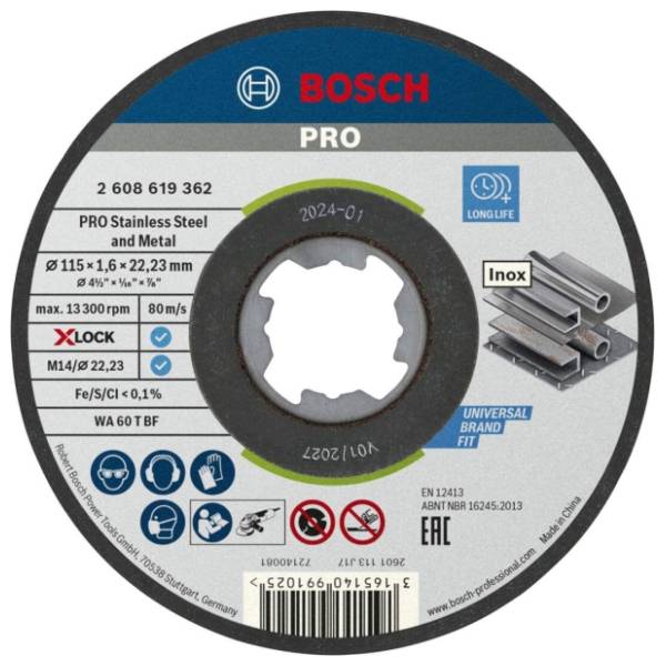 BOSCH 115x1.6 mm WA 60 T BF ravna (2608619362) rezna ploča