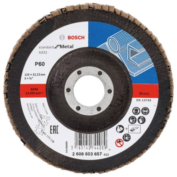 BOSCH 125 mm, 22,23 mm, granulacija 60 2608603657 brusna ploča
