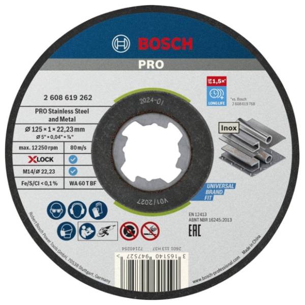 BOSCH 125x1 mm WA 60 T BF ravna (2608619262) rezna ploča