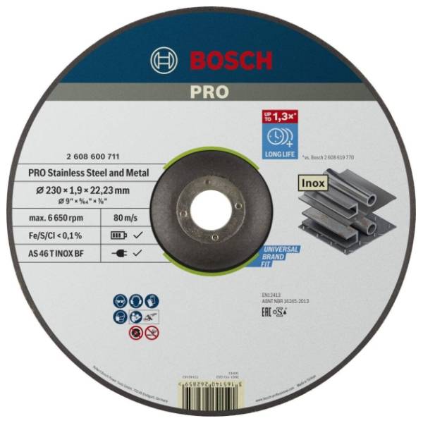 BOSCH 230x1.9 mm AS 46 T INOX BF oSa izvijena 2608600711 rezna ploča