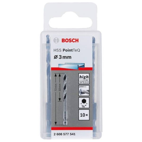 BOSCH HSS spiralna burgija PointTeQ 3,0 mm 10 komada