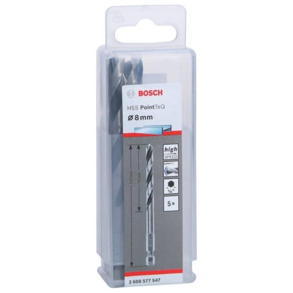 BOSCH HSS spiralna burgija PointTeQ 8,0 mm 5 komada