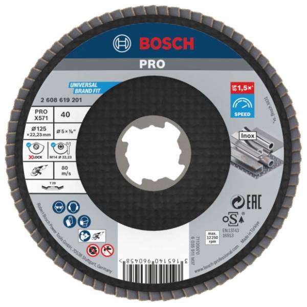 BOSCH PRO X571 X-LOCK flap disk 125 mm G40 2608619201 brusna ploča