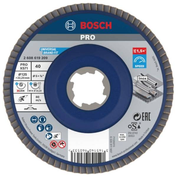 BOSCH PRO X571 X-LOCK flap disk 125 mm G40 2608619209 brusna ploča