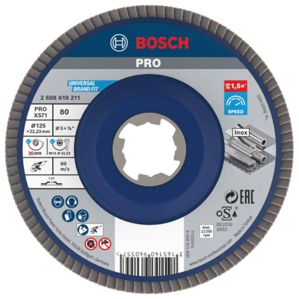 BOSCH PRO X571 X-LOCK flap disk 125 mm G80 2608619211 brusna ploča