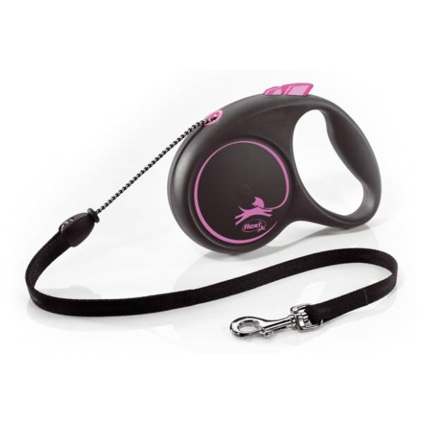 FLEXI Black design cord povodac za pse M 5m roze