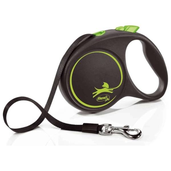 FLEXI Black design tape povodac za pse S 5m zeleni