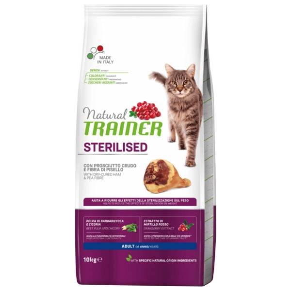 NATURAL TRAINER Adult sterilized hrana za mačke šunka 10kg