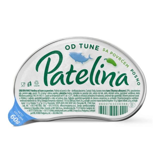 Pašteta PATELINA tune sa povrćem 60g