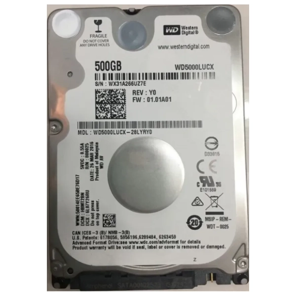 WESTERN DIGITAL hard disk 500GB WD5000LUCX
