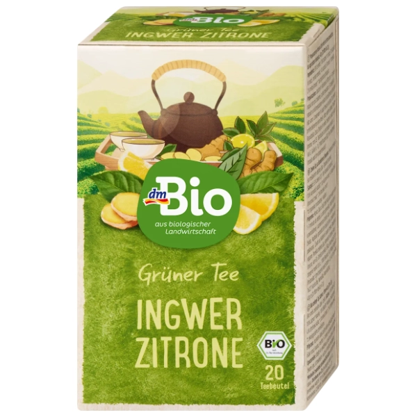 DM BIO zeleni čaj sa đumbirom i limunom 40g