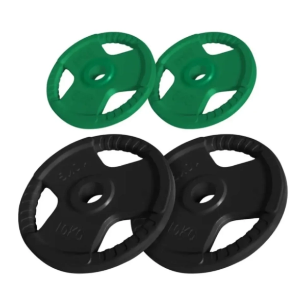 GORILLA SPORTS 2 x 5 kg i 2 x 10 kg set gumiranih olimpijskih tegova