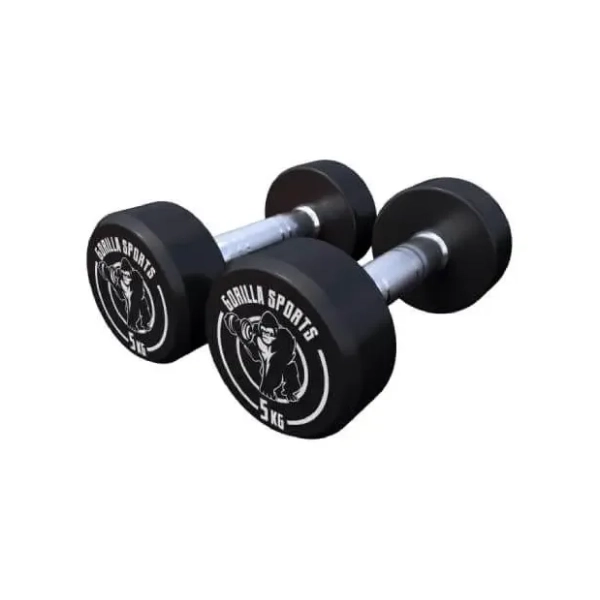 GORILLA SPORTS okrugle gumirane bučice 2 x 5 kg