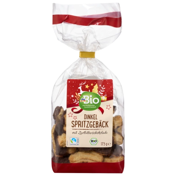 DM BIO čajno pecivo od spelte preliveno čokoladom 175g