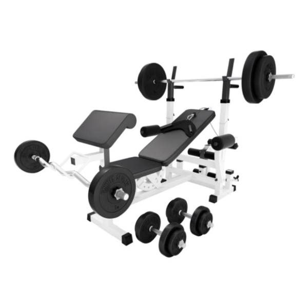 GORILLA SPORTS multifunkcionalna benč klupa 100kg bela