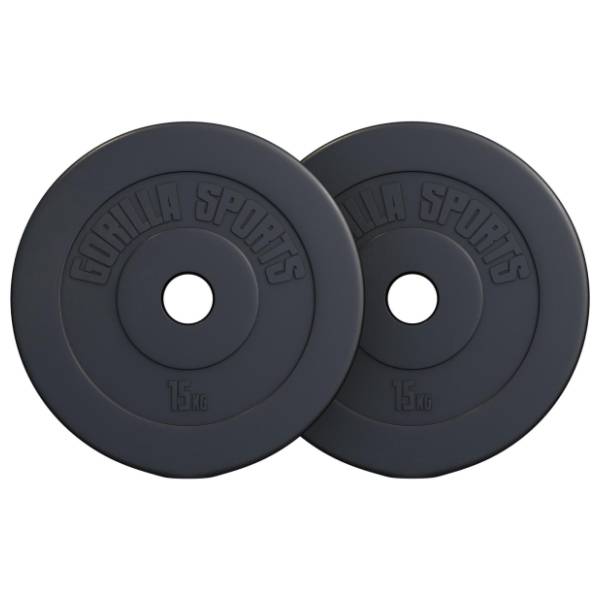 GORILLA SPORTS set plastičnih olimpijskih tegova 30 kg (2 x 15 kg)
