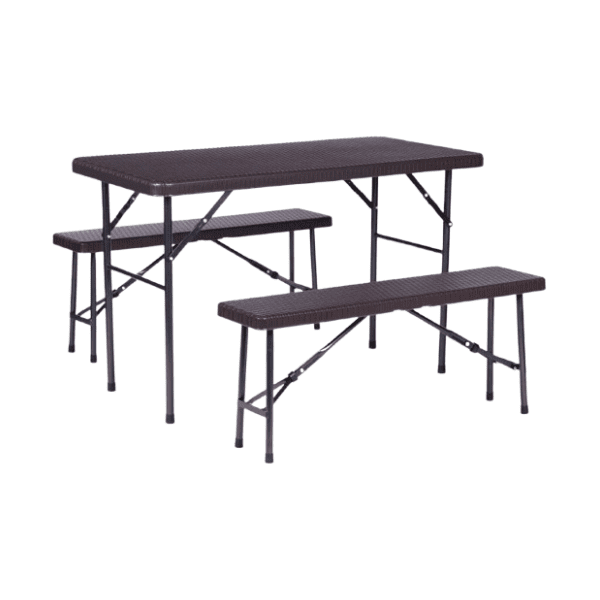 Baštenski set sto i dve klupe MODERNHOME braon