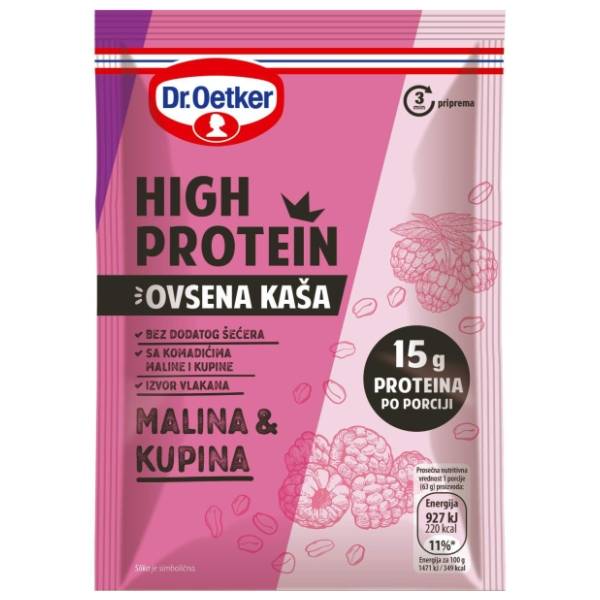 DR.OETKER ovsena kaša high protein malina i kupina 63g