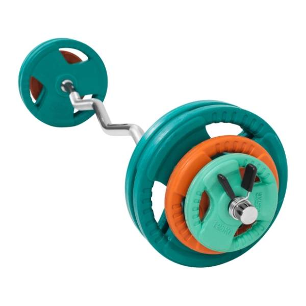 GORILLA SPORTS kriva EZ šipka i gumirani diskovi 35 kg