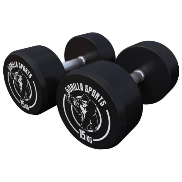 GORILLA SPORTS okrugle gumirane bučice 2 x 15 kg
