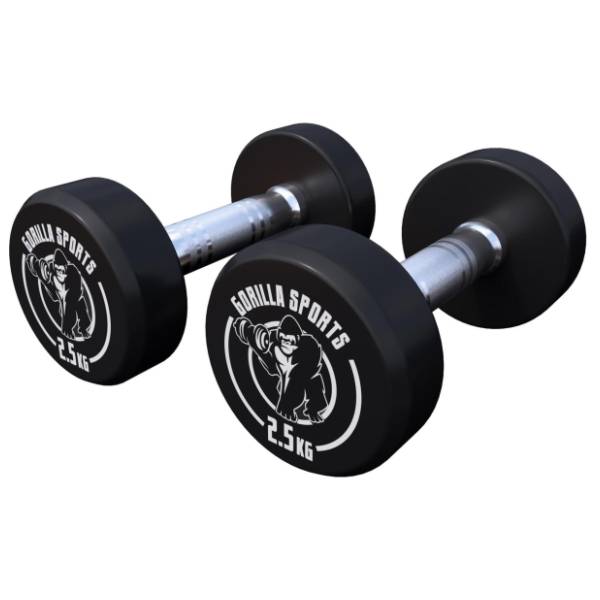 GORILLA SPORTS okrugle gumirane bučice 2 x 2.5 kg