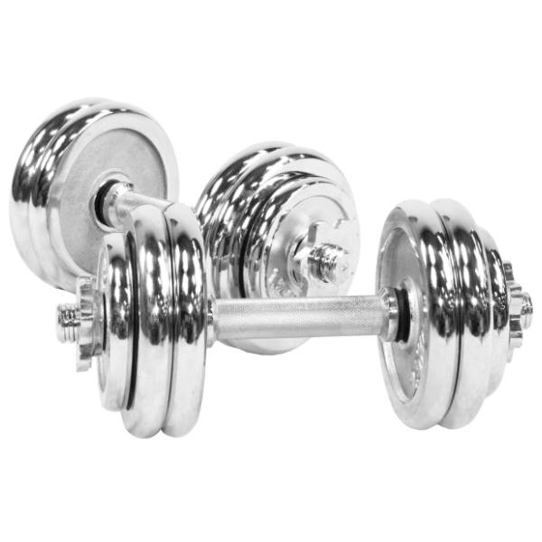 GORILLA SPORTS set od dve podesive hromirane bučice 30 kg