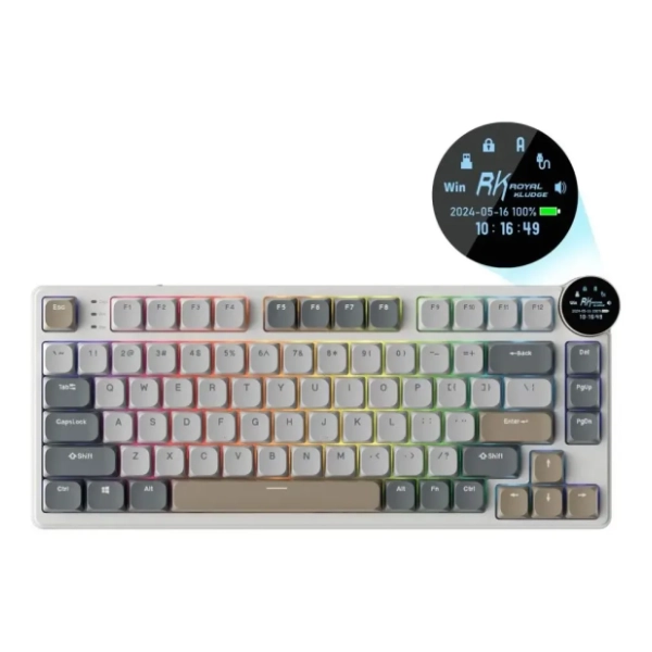 ROYAL KLUDGE bežična tastatura N80 Red Switch Pearly Dawn US