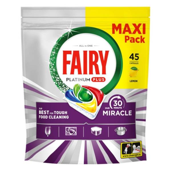 Tablete FAIRY Platinum Plus 30min miracle lemon 74kom