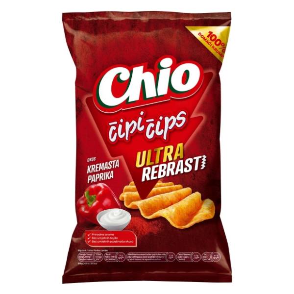 Čips CHIO ultra rebrasti kremasta paprika 80g