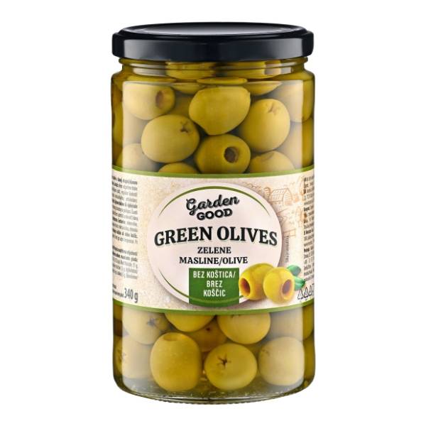 GARDEN GOOD zelene masline bez koštice 700g