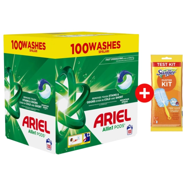 ARIEL kapsule 2x50kom + Swiffer Duster Starter + dopuna 1kom