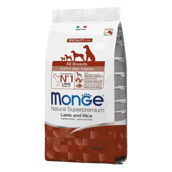 MONGE All breeds puppy and junior jagnjetina i pirinač 800g