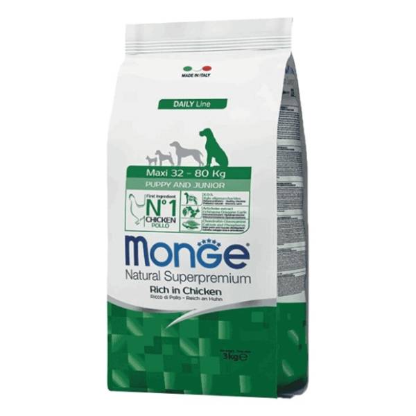 MONGE Maxi puppy & junior hrana za pse piletina 3kg