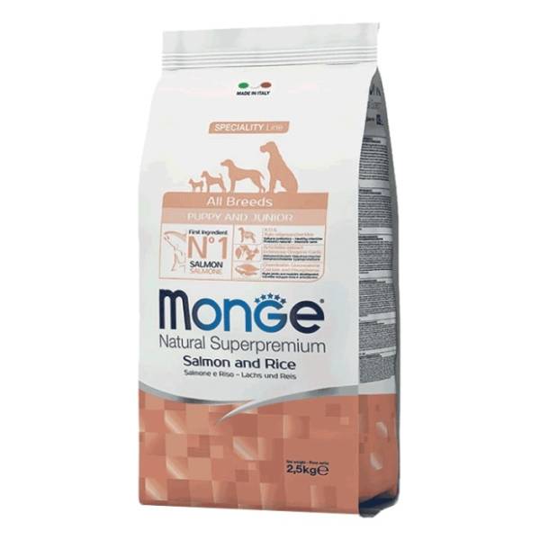 MONGE Monoprotein puppy and junior losos i pirinač 2,5kg