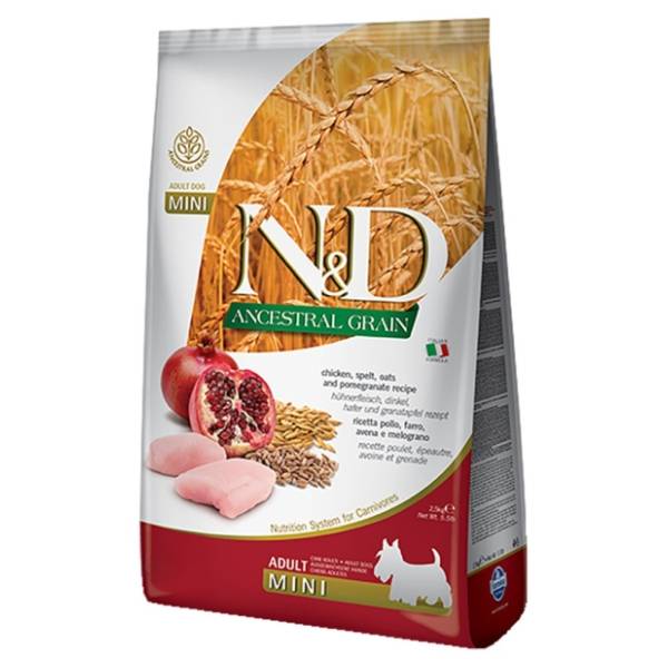 N&D Ancestral grain mini adult hrana za pse piletina nar 2,5kg