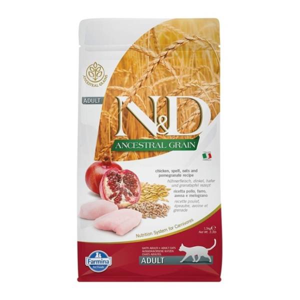 N&D Ancestral grain hrana za odrasle mačke piletina i nar 300g