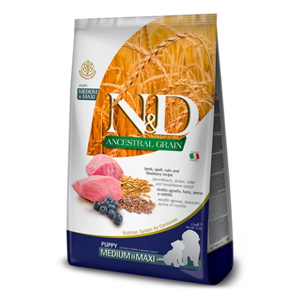 N&D Low grain medium maxi puppy jagnjetina borovnica 2,5kg