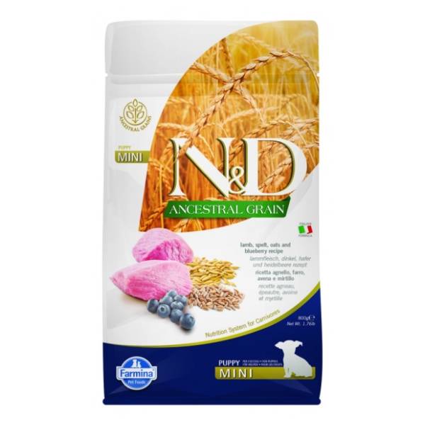 N&D Low grain mini puppy hrana za pse jagnjetina borovnica 800g